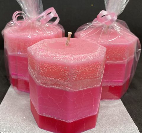 Hex Pink Sugar Pillar Candle